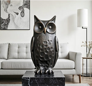 تمثال نحاسي حديث مخصص على شكل بومة، ديكور منزلي، قطعة فنية قابلة للتجميع، مصقول ومطلي بتقنية الصب - Product Image 4