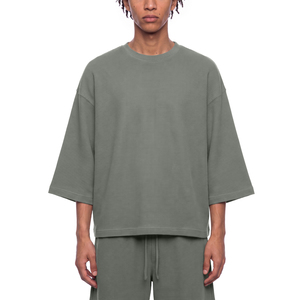 T-shirt ample en tissu gaufré pour homme et femme - Product Image 3