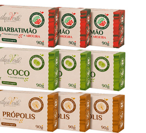 Kit de Jabones Sólidos Vegetales Naturales Ecológicos Veganos Alquiverde (Paquete de 9) - Barbatimao, Aroeira, Coco, Propóleo Ultimate - Product Image 3