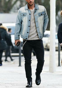 Chaqueta Vaquera Azul para Invierno, Abrigo Informal y Duradero hasta la Cadera, Estilo Urbano Desgastado, Apta para Ropa Formal y Urbana, Transpirable - Product Image 5