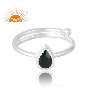 แหวนพลอยกระดูกสันหลังสีดำธรรมชาติทำจากเงิน925เหมาะสำหรับเป็นของขวัญสำหรับผู้หญิง - Product Image 3