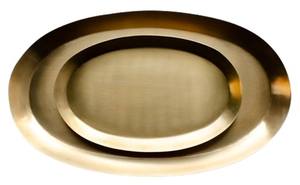 Plateau de service en métal fini double ton pour plats de service décoratifs assiette solide à motifs - Product Image 3