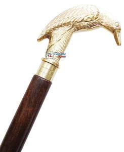 ด้ามจับหัวนกทองเหลืองขัดเงาปรับได้ไม้เท้าสีน้ำตาลทนทานสำหรับเดินป่าตั้งแคมป์ของขวัญที่ยอดเยี่ยมสำหรับผู้สูงอายุ - Product Image 2