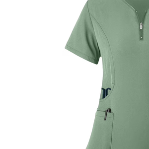 ชุดสครับแบบมีซิปที่คอ แขนสั้น สวมใส่สบายสำหรับผู้หญิง กางเกงจ็อกเกอร์  รับสกรีนโลโก้ ชุดสครับสำหรับพยาบาลและแพทย์ในโรงพยาบาล - Product Image 6