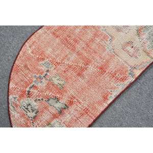 พรมตุรกี2.5ft x 1.5ft แนววินเทจสีแดงสีเบจผ้าขนสัตว์แอบสแตรกพื้นที่ขนาดใหญ่รูปสี่เหลี่ยมผืนผ้าโถงทางเดินน้ำยางขนาด10มม. สำหรับห้อง - Product Image 5