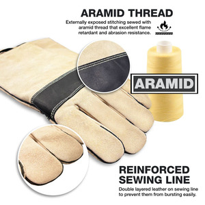 Gants de soudage en cuir de vachette renforcé Gants de lutte contre l'incendie ignifuges doux et confortables résistants à l'abrasion - Product Image 2
