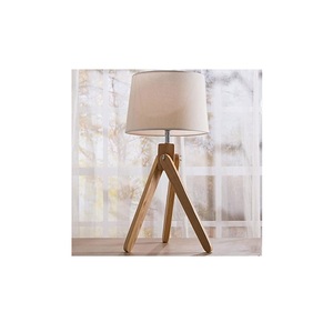 hot sale wooden table <b>lamp</b> Nordic design fabric shade carved stylish tripod wooden led night table <b>lamp</b> for bed room - Product Image 1