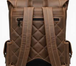 Sac à dos vintage en cuir véritable Heritage Trail à rabat |   Sac à dos de voyage et pour ordinateur portable multi-poches grande capacité - Product Image 5