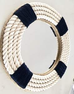 Espejo de Pared Redondo con Cuerda Náutica Moderna, Espejo Decorativo Colgante para Bodas con Marco de Cuerda de Algodón Grueso, Ecológico y Hecho a Mano - Product Image 2