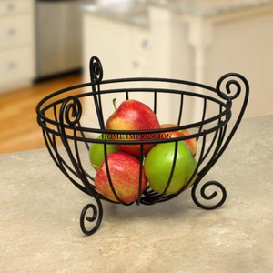 Panier en fil métallique de forme ronde Panier de service enduit de poudre Accessoires de rangement et d'organisation de cuisine à un prix raisonnable - Product Image 1