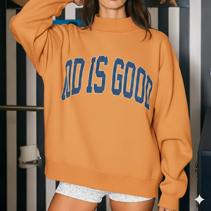 Heavyweight <b>Womens</b> Oversized Long Mock Neck Sweatshirt <b>Warm</b> Thick Fleece Pullover Casual Streetwear Winter Cozy Soft Fashion <b>Top</b> - Product Image 4