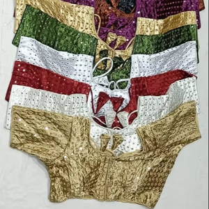 Blusa bordada artesanal tradicional de diseñador lista para usar con diseño trasero para sari y lehenga - Product Image 1