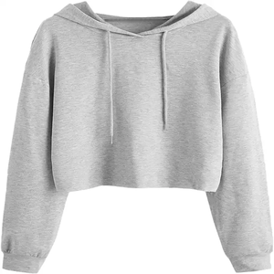 Sudaderas recortadas de gran tamaño para mujer Sudaderas con capucha y sudaderas de algodón 100% personalizadas para invierno - Product Image 1