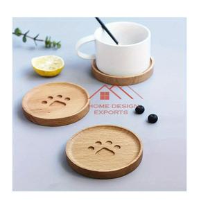 Sous-verre en bois au prix de gros Sous-verre en bois pour bureau à domicile et décor d'hôtel Mignon décor de table en bois pur - Product Image 1