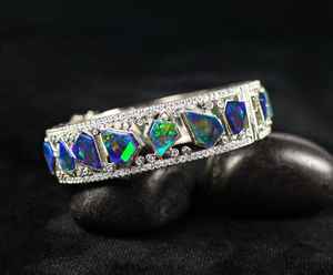 Bracelet de tennis en opale noire de feu naturel pour femmes bijoux en opale éthiopienne vintage Bracelet minimaliste en argent 925 cadeau pour elle - Product Image 2