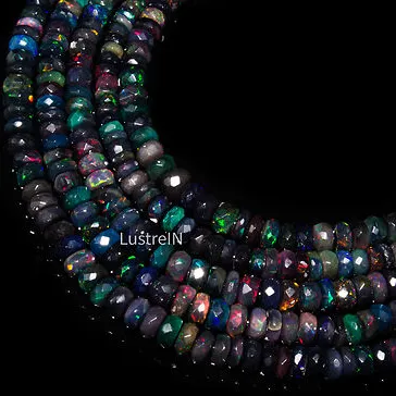 Đen Opal mặt rondelle Hạt 3-5mm, 3.5 - 4 mm ethiopian welo hào nhoáng lửa Opal cho đồ trang sức cổ xu hướng sản phẩm