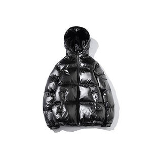 Chaqueta acolchada de burbujas de nailon brillante con logotipo personalizado al por mayor OEM, chaquetas acolchadas de moda impermeables con capucha para invierno y exteriores para hombre - Product Image 3