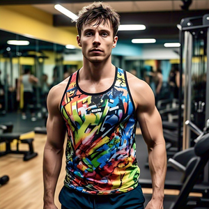 เสื้อกล้ามผู้ชายผ้าโพลีเอสเตอร์ซับลิเมชันเสื้อกล้ามแขนกุด100% - Product Image 3