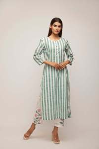 Top largo de diseñador para mujer, el mejor vestido estampado de bloque de mano con decoración de botones, ropa increíble para damas para conjunto de regalos - Product Image 2