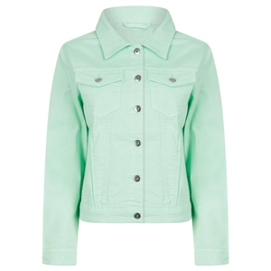 Chaqueta de Mezclilla Elástica para Mujer, Nueva, 100% Algodón, Alta Calidad, Color Verde Brillante, Moda Verano, Suave - Product Image 1