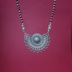 Collier pendentif en argent oxydé pour femmes, rhodié, or blanc, diamant, perle, bijoux tendance, collier de déclaration pour fiançailles - Product Image 2