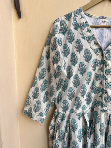 Hand Block Printed 100% Cotton Indian Dress Casual <b>Tunics</b> and Long Gown with Embroidered Decoration" - Product Image 5