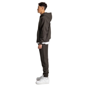 Sweat à capuche zippé 100% coton unisexe Boxy Zipper Blanks Pullover Heavyweight 500GSM Fleece for Men Winter Cropped Hoodies Customized - Product Image 4