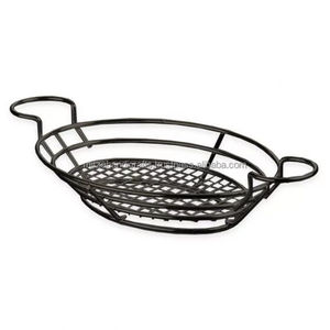 Panier ovale en fil métallique deux porte-ramequins panier de service enduit de poudre pour l'organisation de stockage de cuisine accessoires à usage alimentaire - Product Image 3