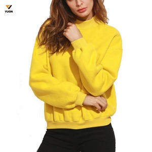 Venta al por mayor liso personalizado cuello redondo sudadera 100% algodón pulóver de gran tamaño Unisex sudadera Terry en blanco mujeres sudaderas - Product Image 1