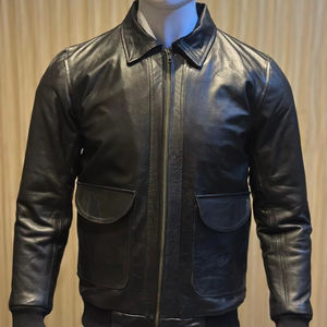 Blouson Aviateur pour Hommes en Cuir Véritable Style Bombardier Noir Personnalisé, Veste Zippée Premium en Cuir de Vachette - Product Image 6
