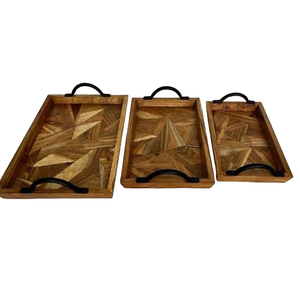 ถาดไม้ด้ามจับโลหะสำหรับเสิร์ฟกาแฟอินเดียหน่วยการผลิตที่ทำจากไม้ถาดตกแต่งเครื่องครัวทั้งหมดยังไม่เสร็จ - Product Image 6