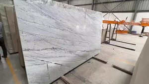 Finition extérieure polie par marbre blanc linéaire robuste de pierre naturelle Large gamme de couleurs calorifuges pour des dessus de table de projets de construction - Product Image 4
