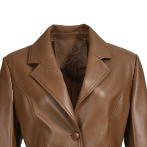 Abrigo de Cuero Personalizado para Mujer, Modelo 2025, Gabardinas de Cuero para Invierno, Chaquetas de Cuero para Mujer a Precio Económico, Venta al por Mayor OEM - Product Image 4