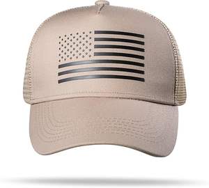 หมวกแก๊ปทรงทรัคเกอร์ลายธงชาติอเมริกันคุณภาพสูงแบบทำสีซีดสไตล์วินเทจ หมวกเบสบอลทรงไม่แข็งแบบย้อมสีเอซิดวอช - Product Image 1