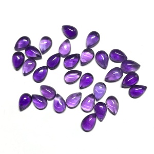 High Quality 5x7mm Natural <b>African</b> Amethyst Cabochon Loose Pear-Shaped Semi Precious Gemstone IGI Certified Calibrated Gemstones - Product Image 1