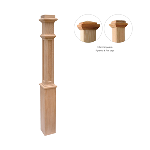 Caja de roble blanco macizo 4091FP a precio competitivo Newel con detalle de panel plano, elegantes piezas de escalera para cualquier escalera de EFS - Product Image 5