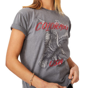 Camisetas cortas de mujer con estampado personalizado de gran venta, camisetas en blanco de punto liso pesado de alta calidad para el verano - Product Image 3