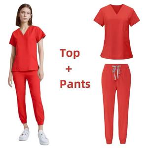 Women's OEM Hospital <b>Scrub</b> Nurse Uniform Top Medical <b>Scrubs</b> <b>Sets</b> in Woven Fabric - Product Image 3
