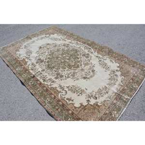 Classique Beige Vert Vintage Tapis Turc 5.3X8.4 pieds Laine Seagrass Latex Support pour La Maison Salon Patchwork pour Les Adolescents - Product Image 2