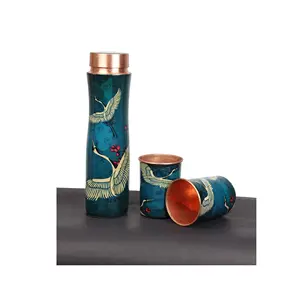 High on Demand Copper Water Bottle and Glass set for Drinking Water from Indian Supplier and Exporter of Water Bottle
