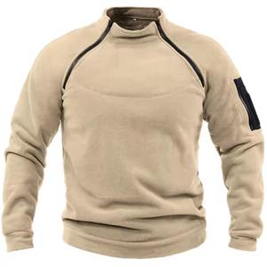 Sweat à capuche à col montant 100% en polyester pour hommes, chaud, chaud, hiver, polaire, motif uni, grande taille 4XL, coupe ajustée, fermeture éclair XL - Product Image 1