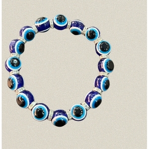 DAFNI BIG PAZAR Bracelet en plastique peint avec perle œil porte-bonheur, classique, rond, durable, élastique, à motif circulaire - Product Image 1