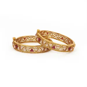 Antique Openable 2 Pc Bangles With Gold Plating 207657 Artificial Fashion Jewellery Wholesalers in India