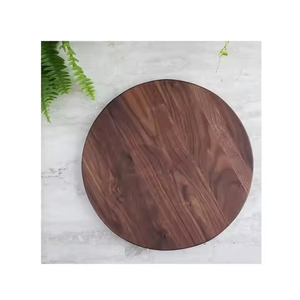 Platos de cena de madera de acacia, bandeja redonda de madera para servir platos, aperitivos, postres, irrompible por artesanía creciente - Product Image 1