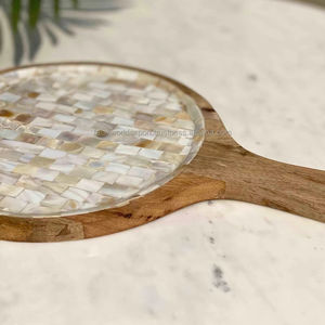Tabla de Servir de Lujo Hecha a Mano de Alta Calidad con Diseño Rústico de Nácar y Madera, Tamaño Personalizado, 2 cm de Grosor, para el Hogar - Product Image 6