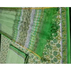 Traditional Muslim <b>Clothing</b> <b>Accessory</b> Hand Block Printed Gota Patti Blue Cotton Unstitched Dress Material - Product Image 5