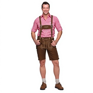 Eco-Friendly Printed Germany Traditional Oktoberfest Bavarian Deluxe Leather Lederhosen Men's Costume Suspenders <b>Shorts</b> - Product Image 1