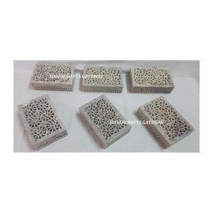 Meilleur prix pas cher de boîte à bijoux sculptée à la main en stéatite Surface brillante Fabricant indien de qualité fine pour mariage - Product Image 2