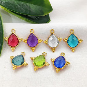 Dijes de Plata de Ley con Baño de Oro, Diseño de Bisel de Aguamarina, Hechos a Mano, para Fabricación de Joyería - Product Image 3