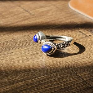 Wholesale Factory Supply Adjustable Unisex Silver Religious Jewelry Lapis <b>Garnet</b> Lightweight <b>Ring</b> for Weddings Parties - Product Image 2